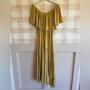Elan yellow Mustard Off-Shoulder Maxi Dress